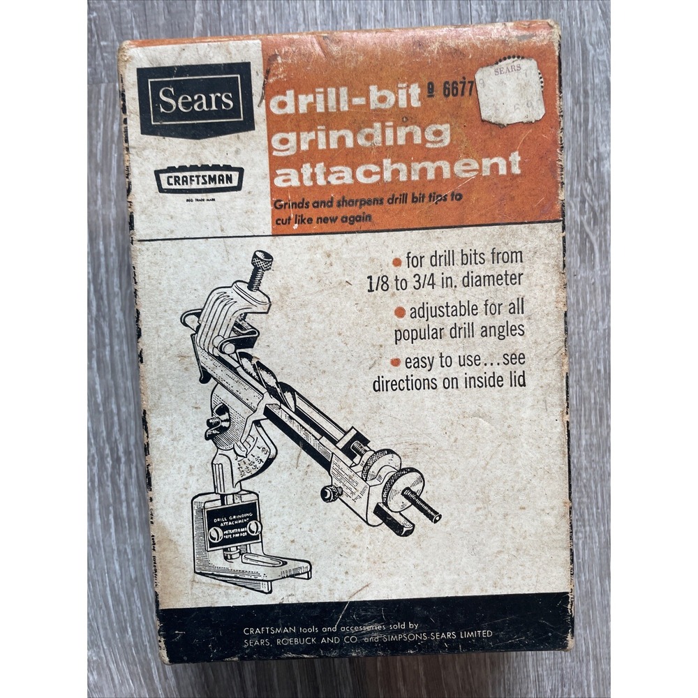 Vintage Sears Craftsman Drill Bit Grinding Attachment 9-6677 1/8" To 3/4"